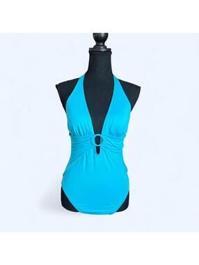 Carmen Marc Valvo blue one piece swimsuit size small